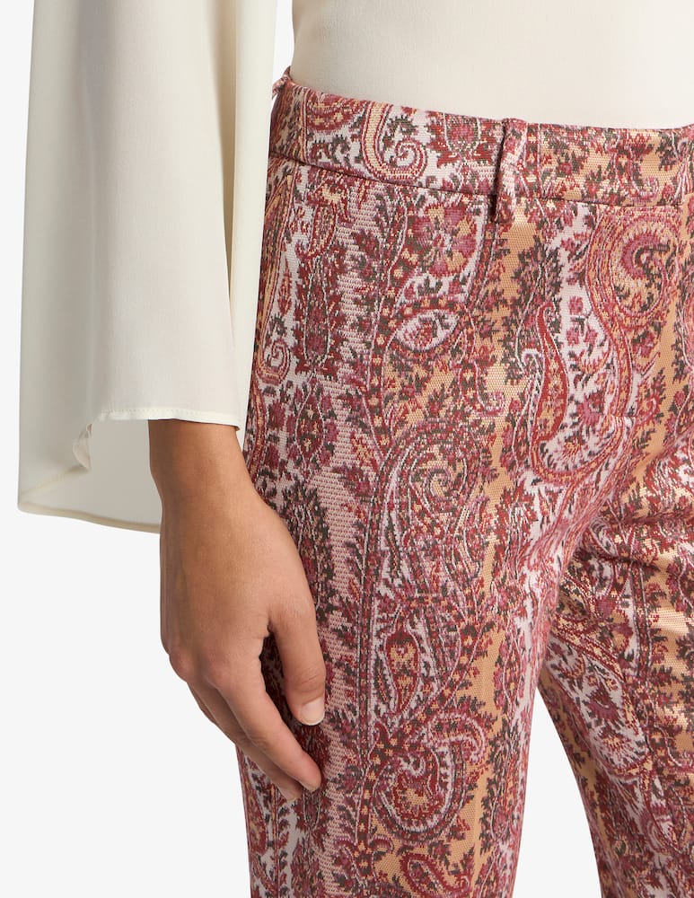 rinascente ETRO Flared cotton-blend jacquard trousers with paisley foliage motif