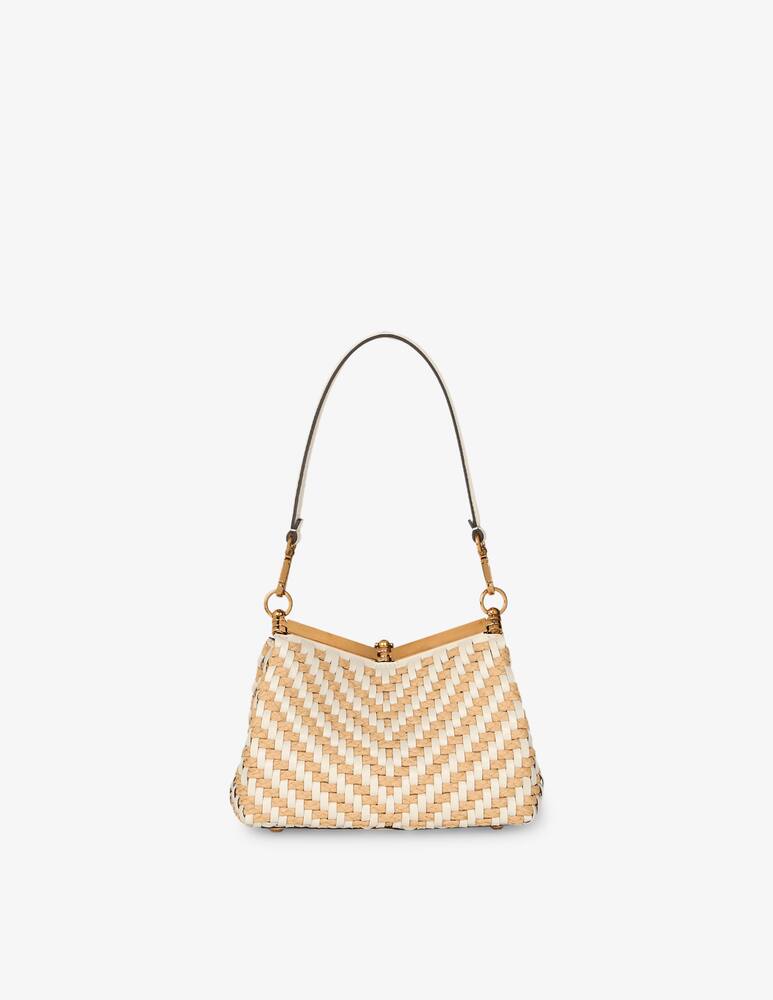 rinascente ETRO Borsa Vela piccola in rafia e pelle intrecciata