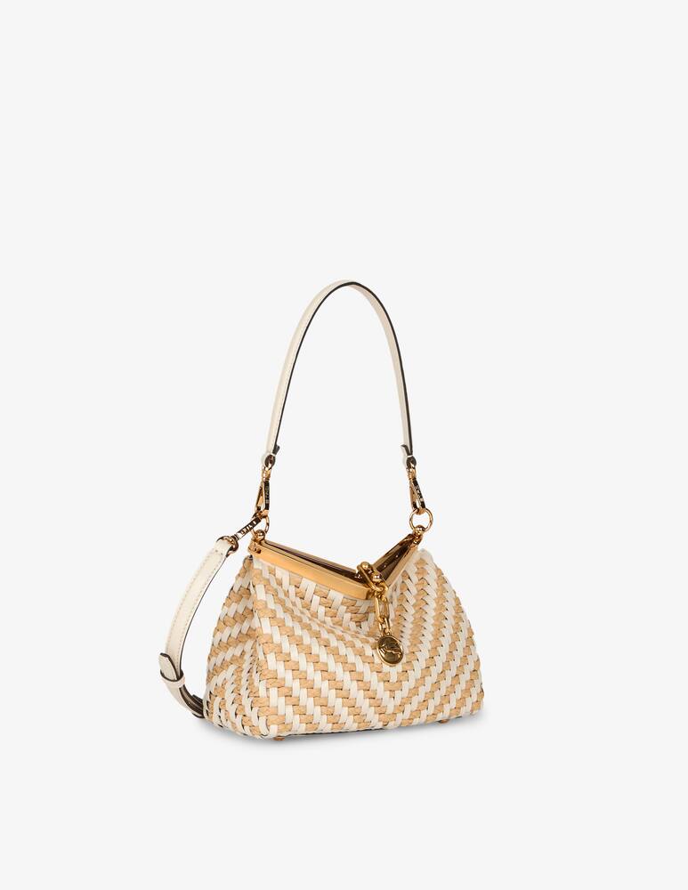 rinascente ETRO Borsa Vela piccola in rafia e pelle intrecciata