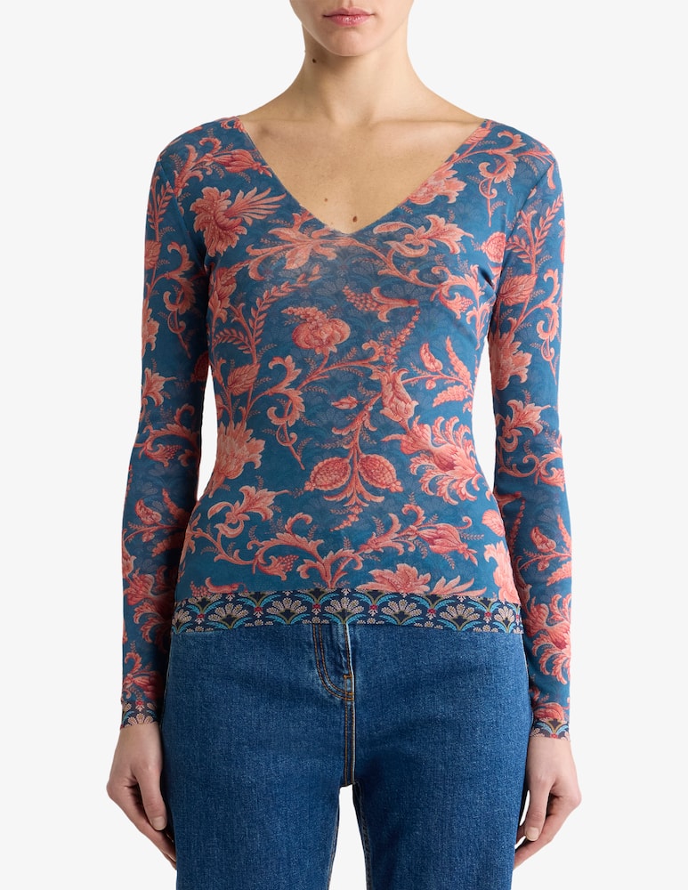 ETRO Stretch tulle top with floral motif - picture 1 ETRO Stretch tulle top with floral motif - picture 1