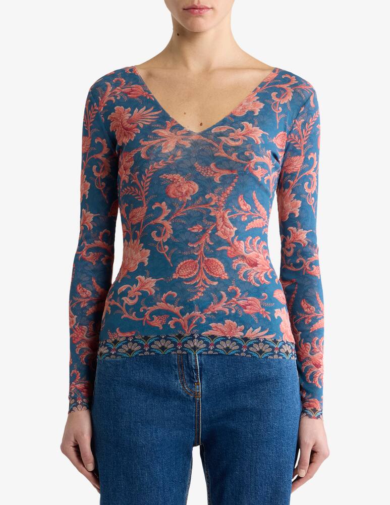 rinascente ETRO Stretch tulle top with floral motif