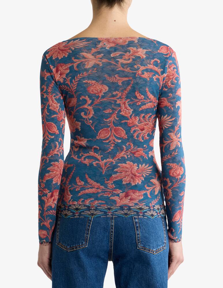 rinascente ETRO Stretch tulle top with floral motif