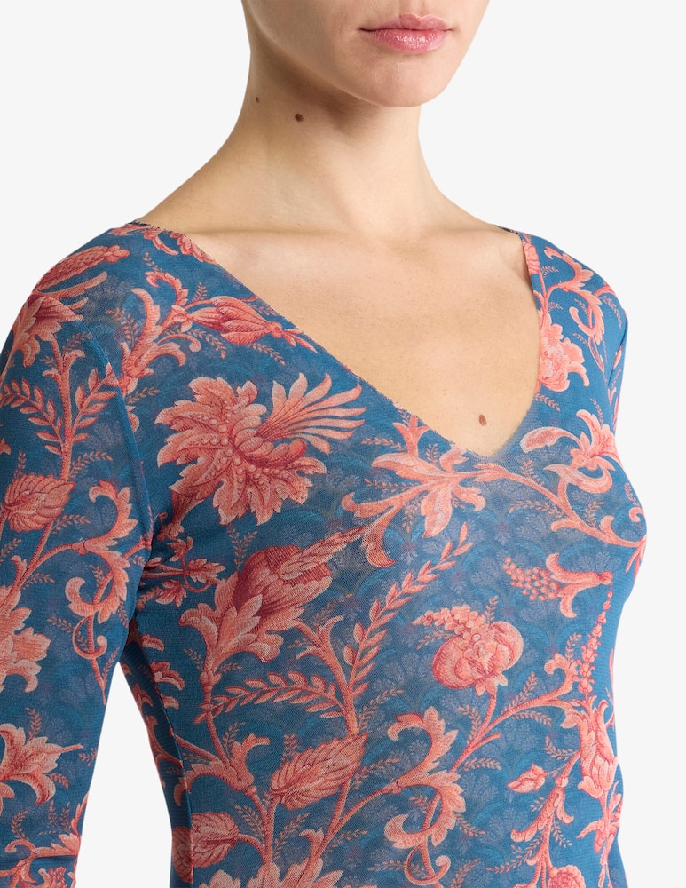 ETRO Stretch tulle top with floral motif - picture 3 ETRO Stretch tulle top with floral motif - picture 3