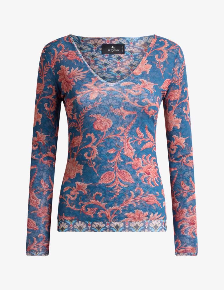 rinascente ETRO Stretch tulle top with floral motif