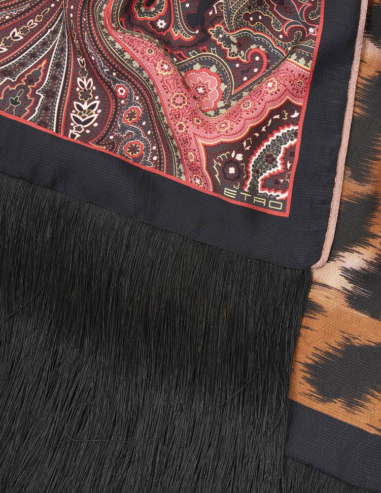 rinascente ETRO Silk satin scarf with animal and geometric motif