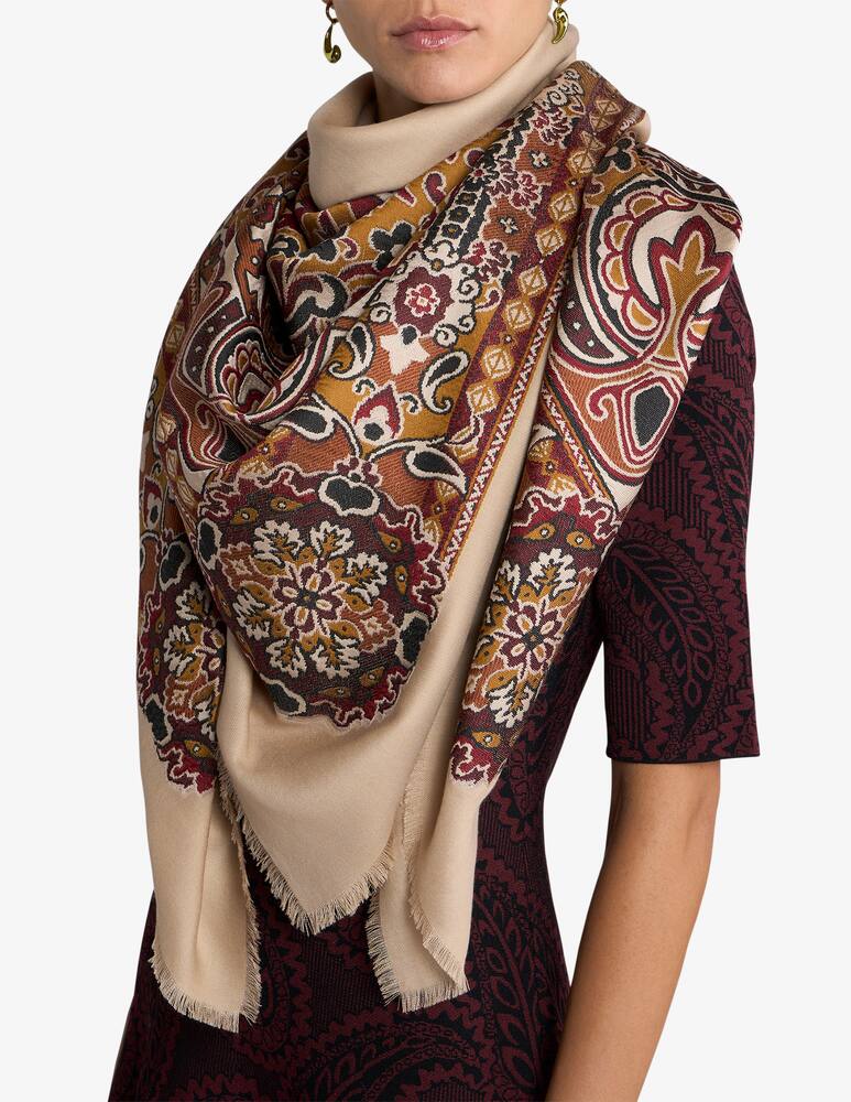rinascente ETRO Wool-Blend jacquard shawl with floral motif