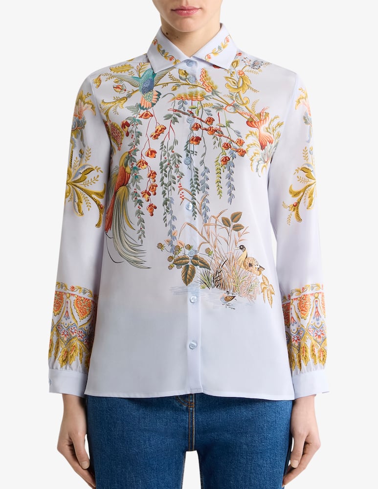 rinascente ETRO Silk shirt with placed flora and fauna print