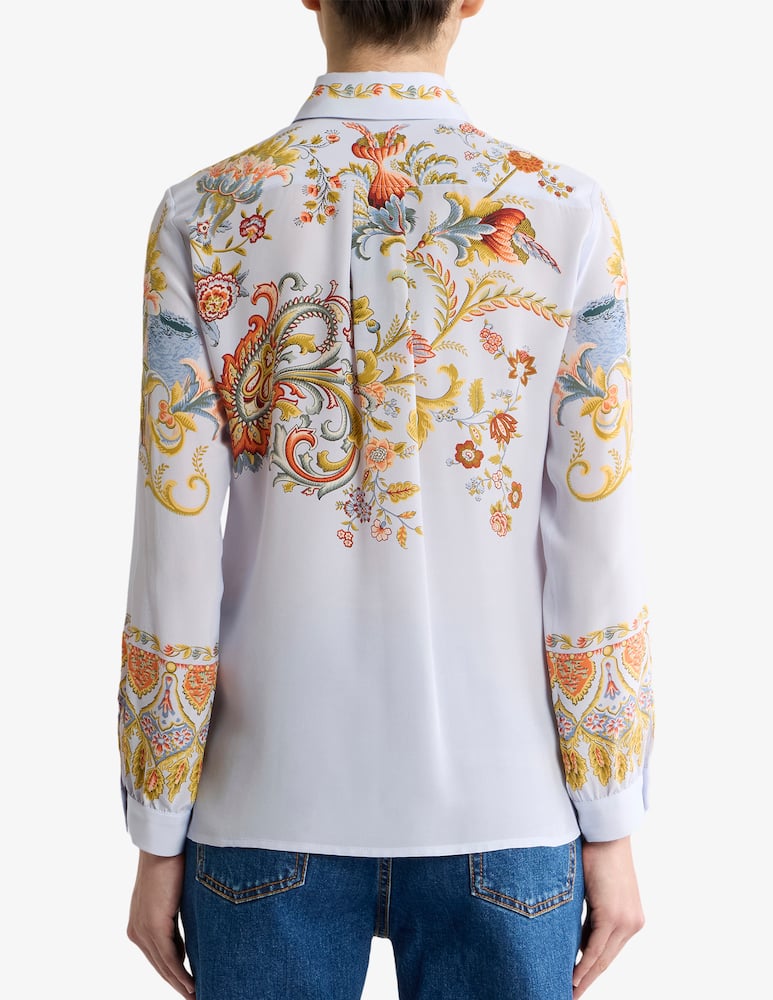 rinascente ETRO Silk shirt with placed flora and fauna print