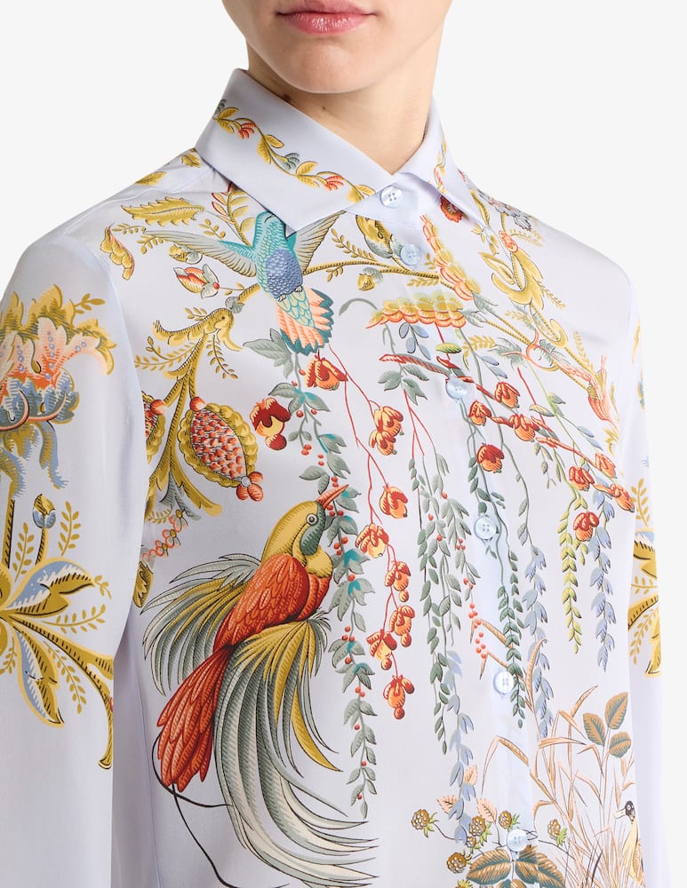 rinascente ETRO Silk shirt with placed flora and fauna print