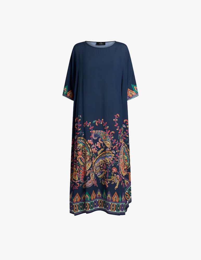 ETRO Abito tunica lungo in crêpe de chine con stampa piazzata - immagine 1 ETRO Abito tunica lungo in crêpe de chine con stampa piazzata - immagine 1