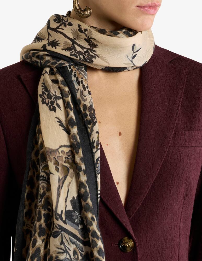 rinascente ETRO Sciarpa in cashmere con stampa animale e fiori