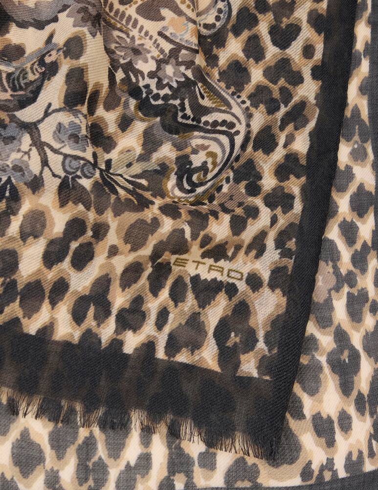 rinascente ETRO Sciarpa in cashmere con stampa animale e fiori