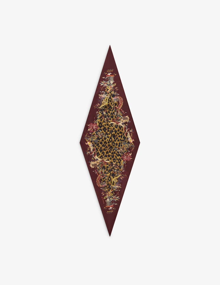 rinascente ETRO Foulard a rombo in seta con motivo leopardato