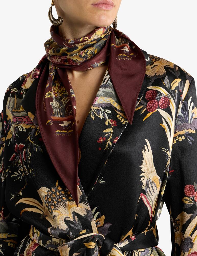 rinascente ETRO Foulard a rombo in seta con motivo leopardato