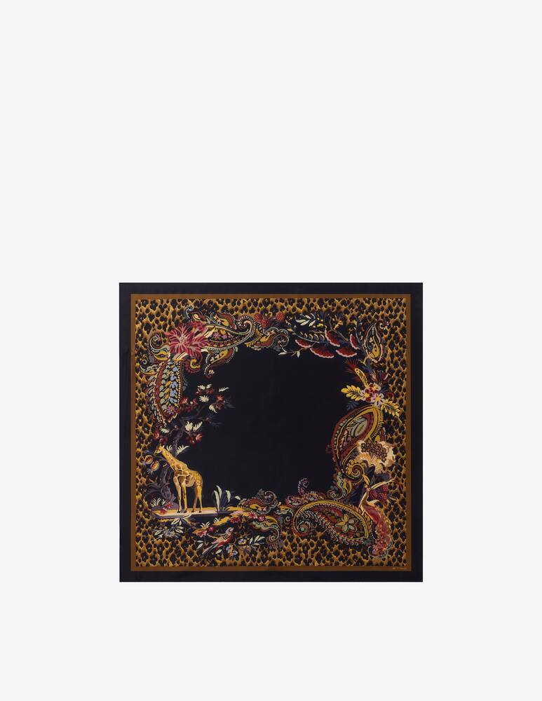 rinascente ETRO Foulard in twill di seta con motivo leopardato e paisley