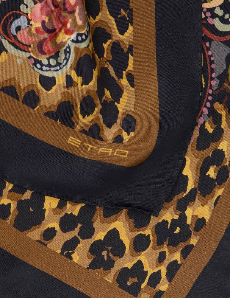 rinascente ETRO Foulard in twill di seta con motivo leopardato e paisley