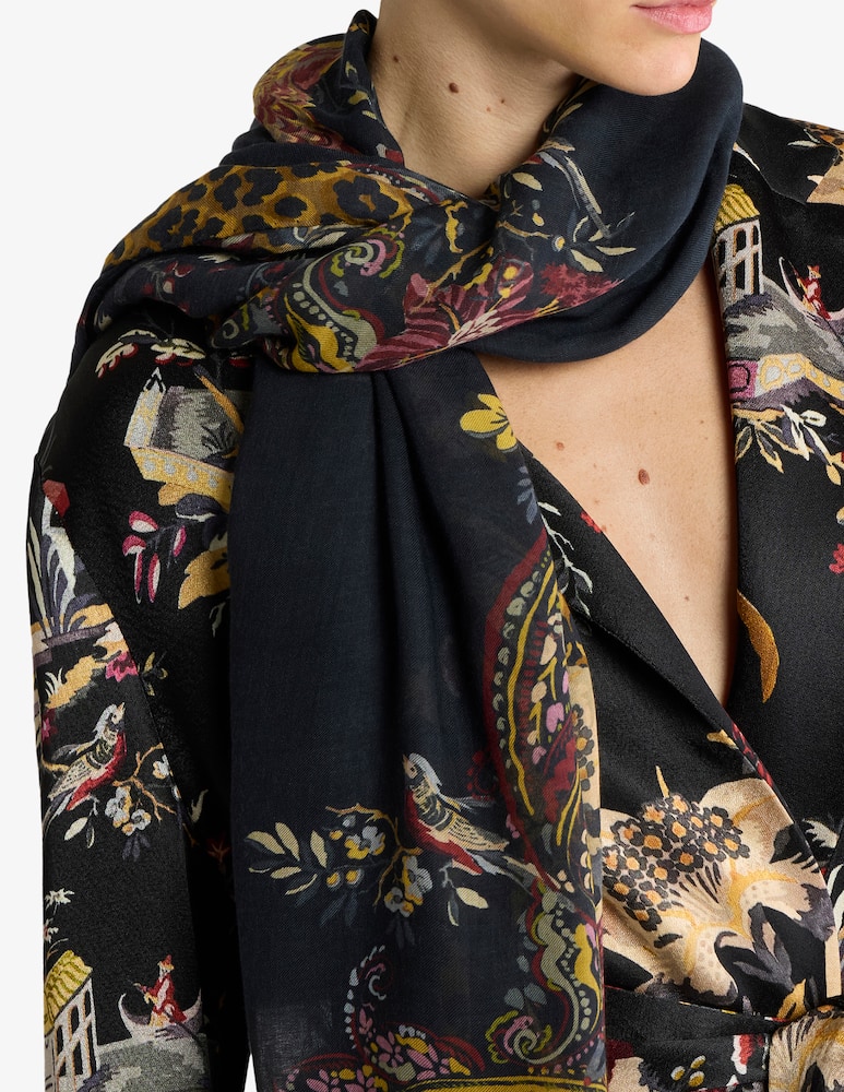 rinascente ETRO Sciarpa in modal e cashmere con stampa animalier e paisley