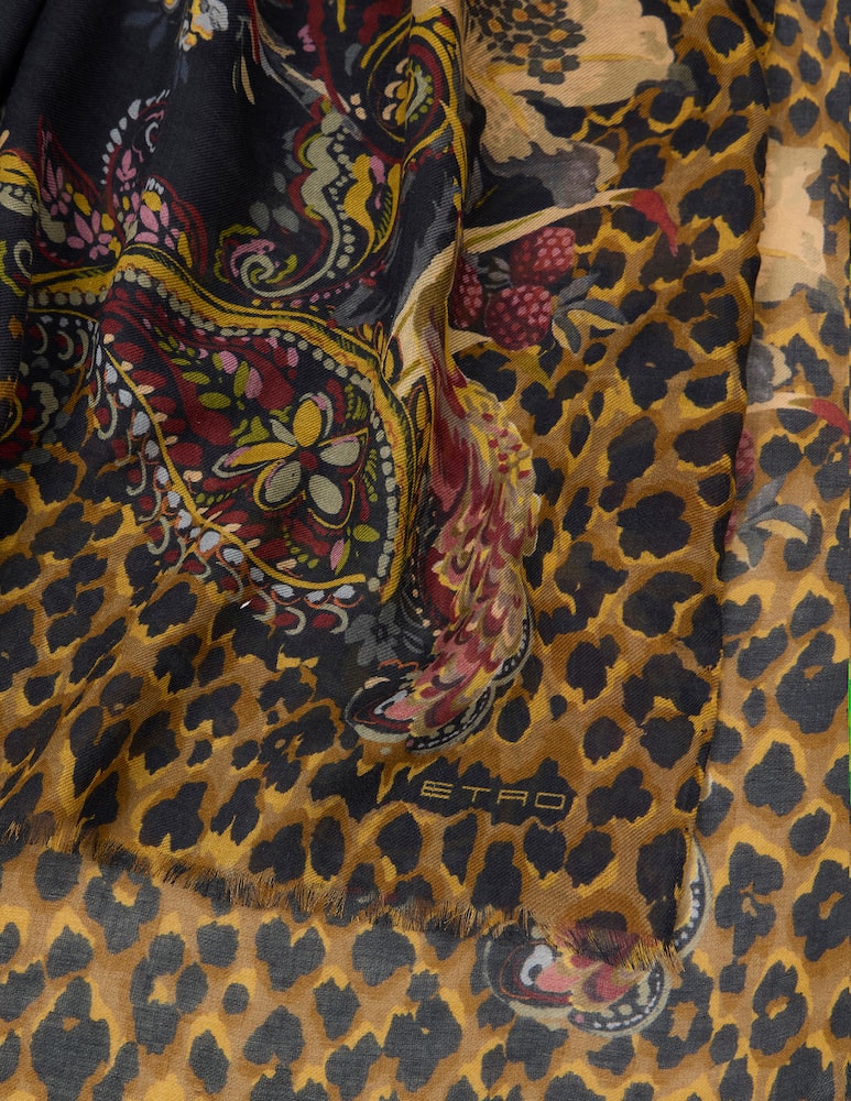 rinascente ETRO Sciarpa in modal e cashmere con stampa animalier e paisley