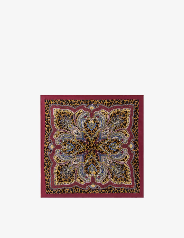 ETRO Silk twill scarf with leopard motif - picture 1 ETRO Silk twill scarf with leopard motif - picture 1