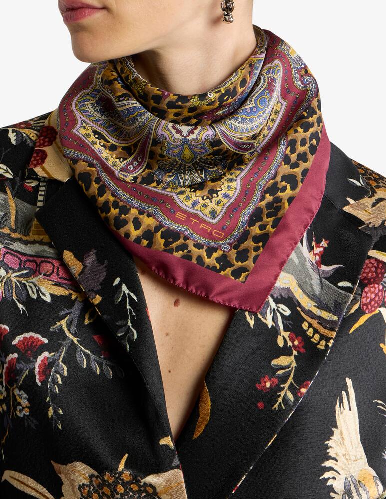 rinascente ETRO Foulard in twill di seta con motivo leopardato