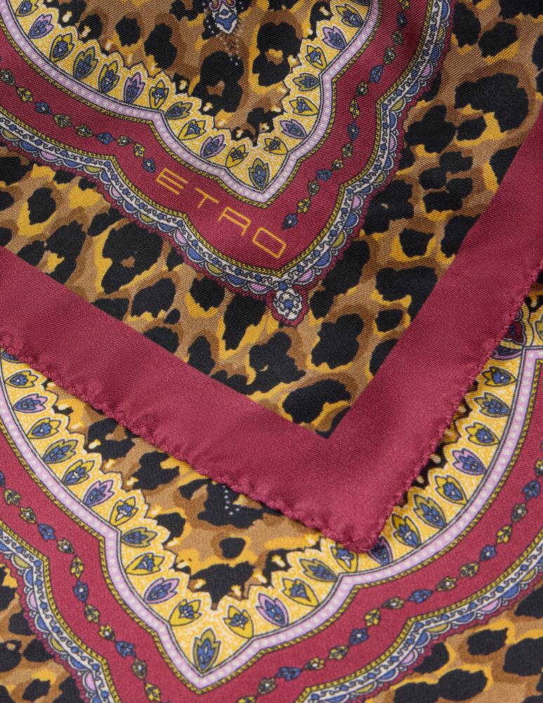 rinascente ETRO Foulard in twill di seta con motivo leopardato