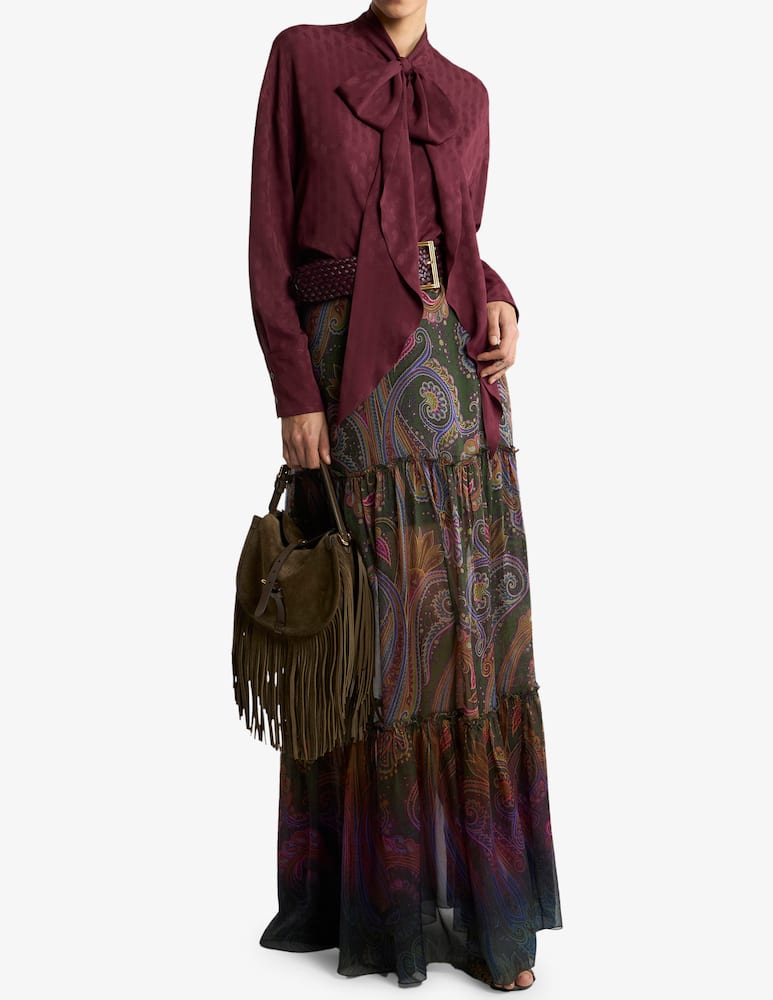 ETRO Silk maxi skirt with placed paisley print - picture 2 ETRO Silk maxi skirt with placed paisley print - picture 2