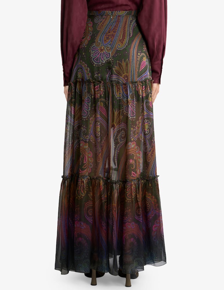 ETRO Silk maxi skirt with placed paisley print - picture 3 ETRO Silk maxi skirt with placed paisley print - picture 3
