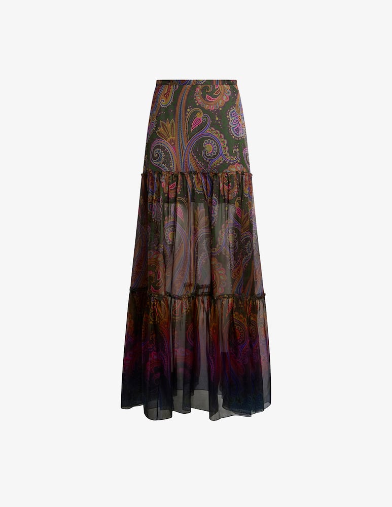 ETRO Silk maxi skirt with placed paisley print - picture 5 ETRO Silk maxi skirt with placed paisley print - picture 5