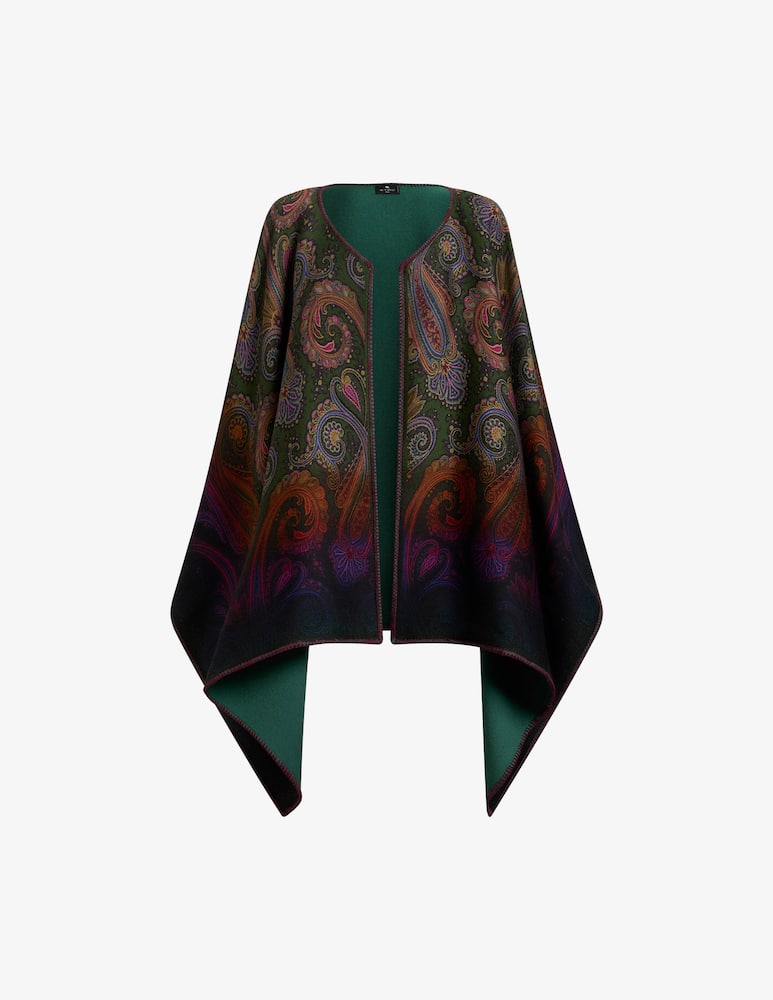 rinascente ETRO Reversible wool cape with dégradé paisley motif
