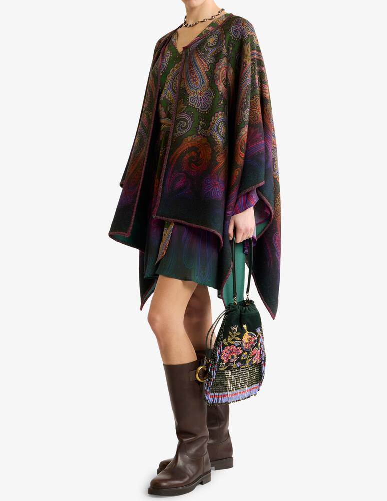 rinascente ETRO Reversible wool cape with dégradé paisley motif