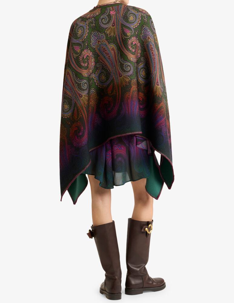 rinascente ETRO Reversible wool cape with dégradé paisley motif