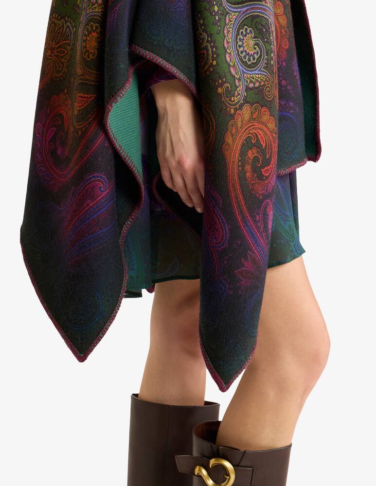 rinascente ETRO Reversible wool cape with dégradé paisley motif