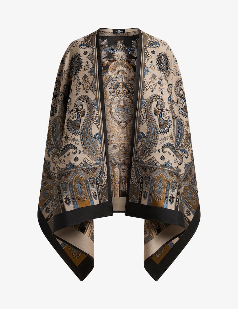 rinascente ETRO Wool-blend jacquard cape with paisley motif