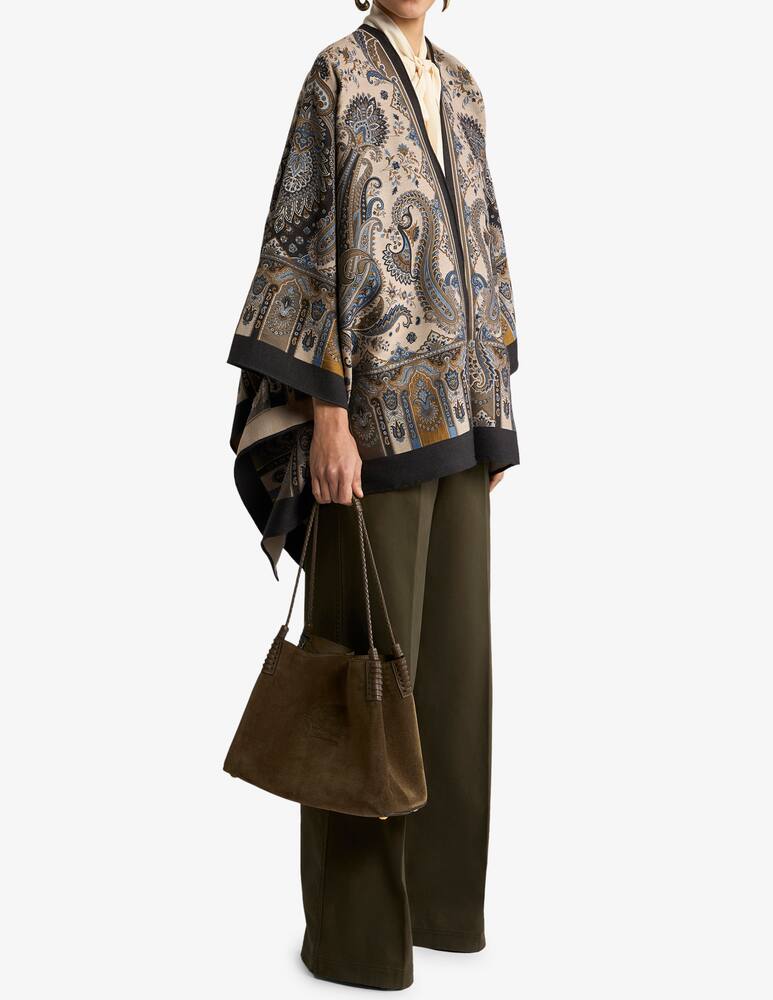rinascente ETRO Wool-blend jacquard cape with paisley motif