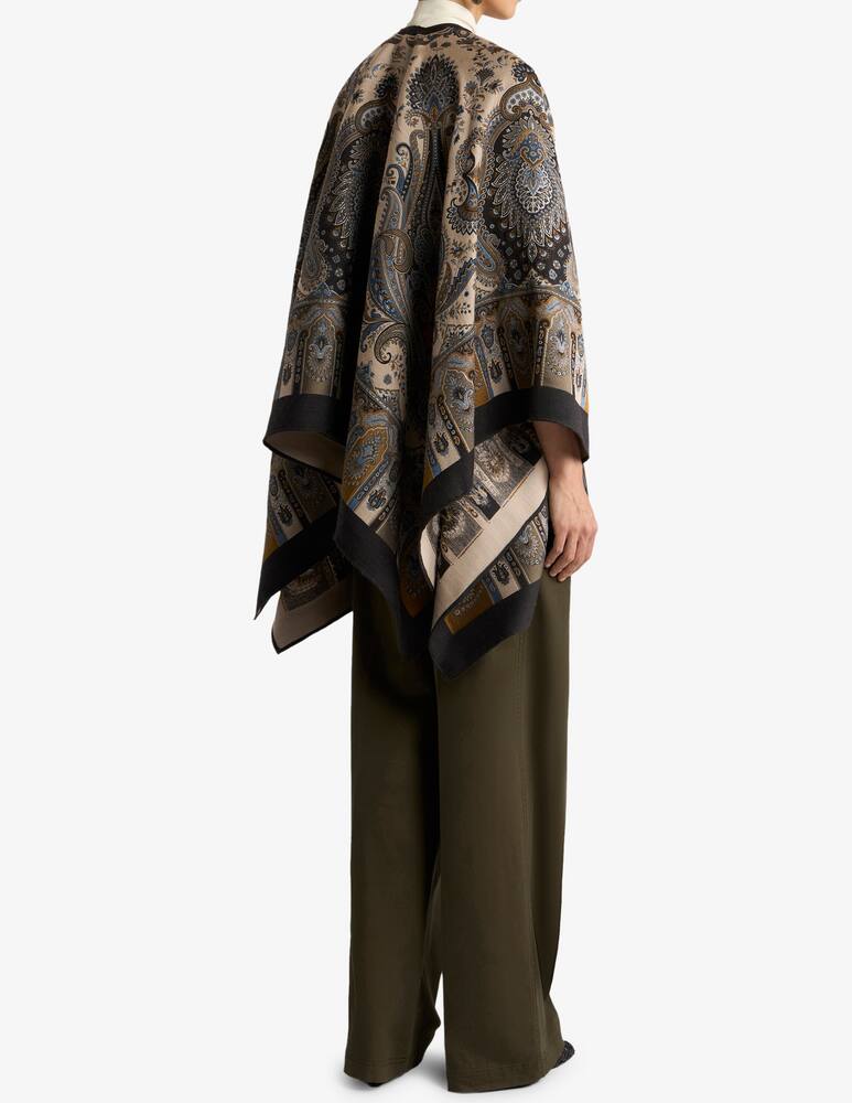 rinascente ETRO Wool-blend jacquard cape with paisley motif