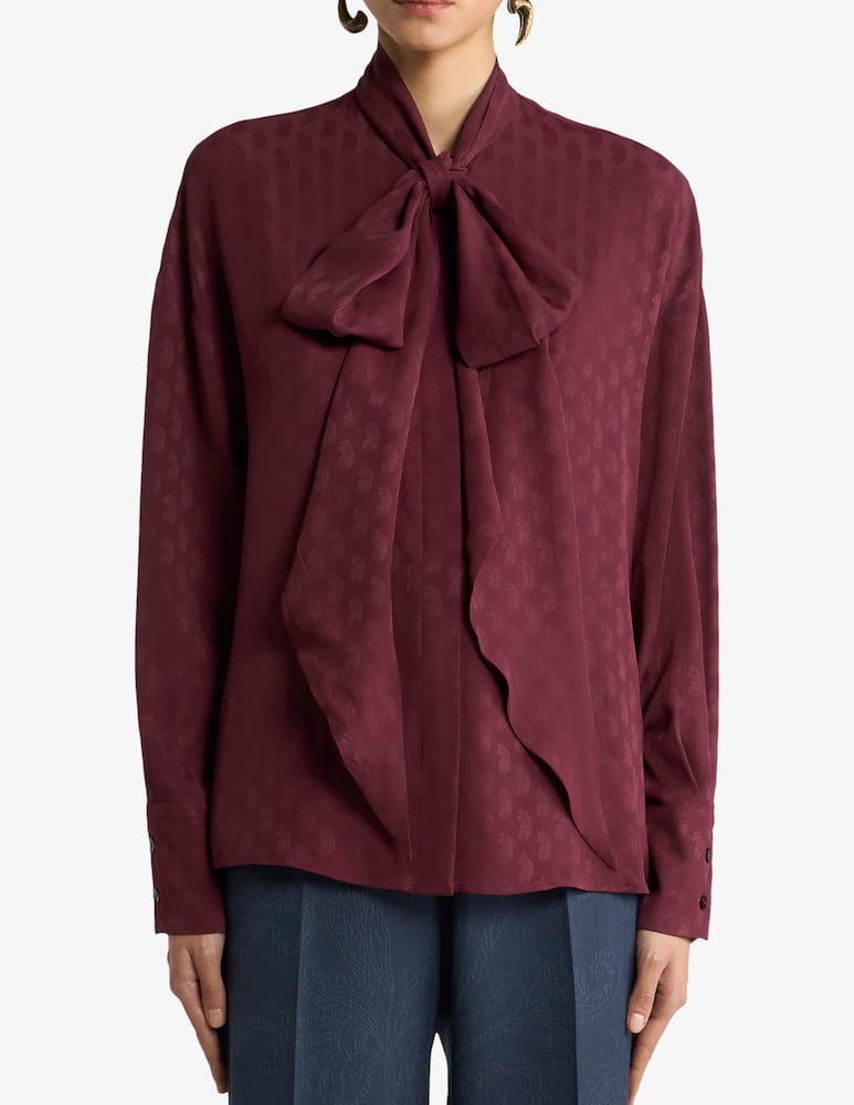 ETRO Silk-blend jacquard shirt with silk scarf and paisley motif - picture 2
