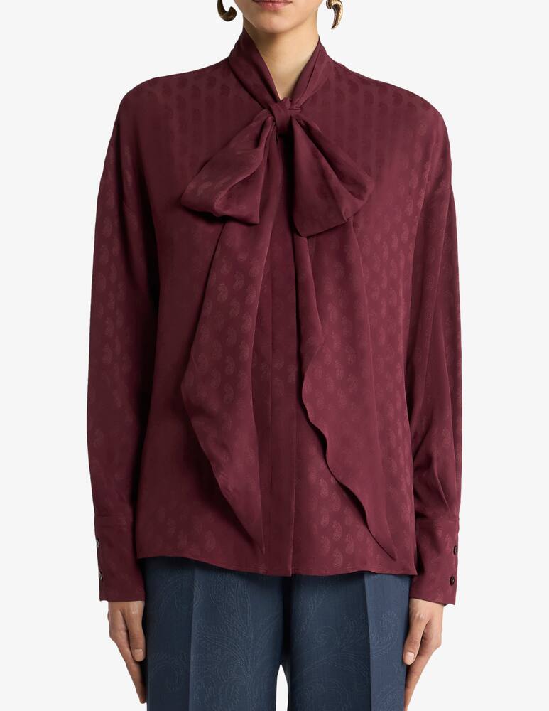 rinascente ETRO Silk-blend jacquard shirt with silk scarf and paisley motif