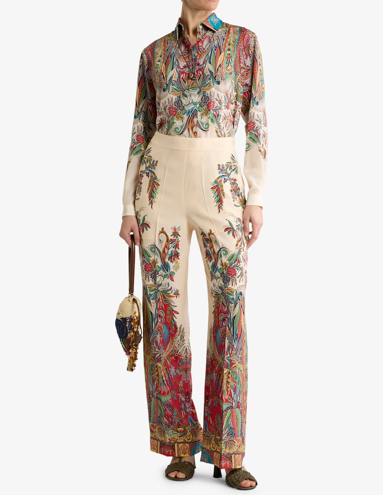 ETRO Long silk shirt with placed paisley foliage print - picture 2 ETRO Long silk shirt with placed paisley foliage print - picture 2