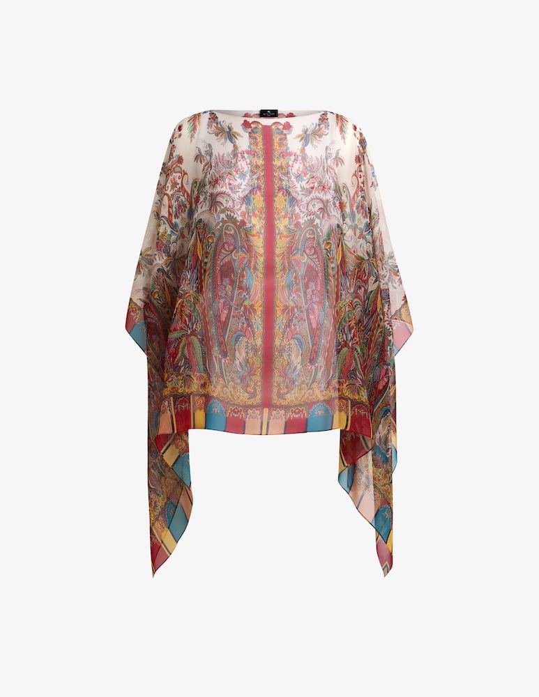 ETRO Top poncho in seta con motivo paisley foliage - immagine 1 ETRO Top poncho in seta con motivo paisley foliage - immagine 1