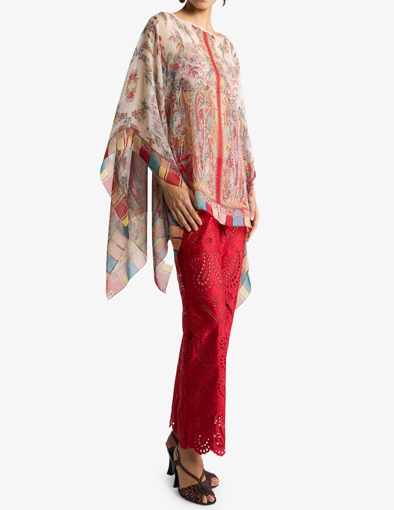 ETRO Top poncho in seta con motivo paisley foliage - immagine 2 ETRO Top poncho in seta con motivo paisley foliage - immagine 2