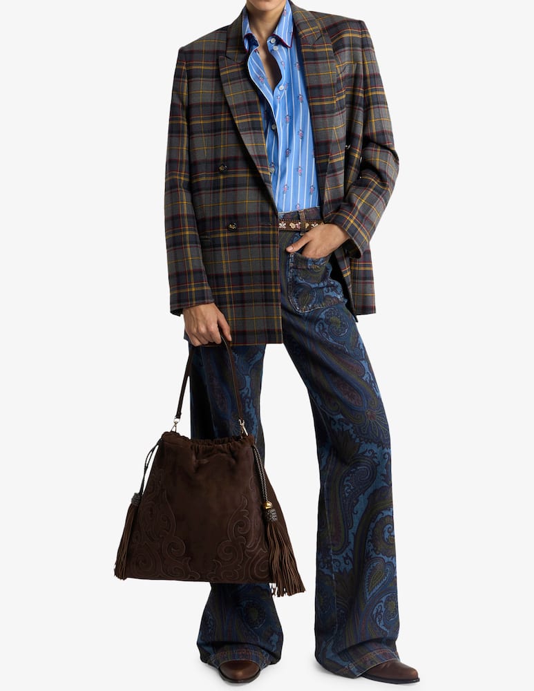 ETRO Jeans wide leg in denim di cotone stretch con motivo - immagine 2 ETRO Jeans wide leg in denim di cotone stretch con motivo - immagine 2