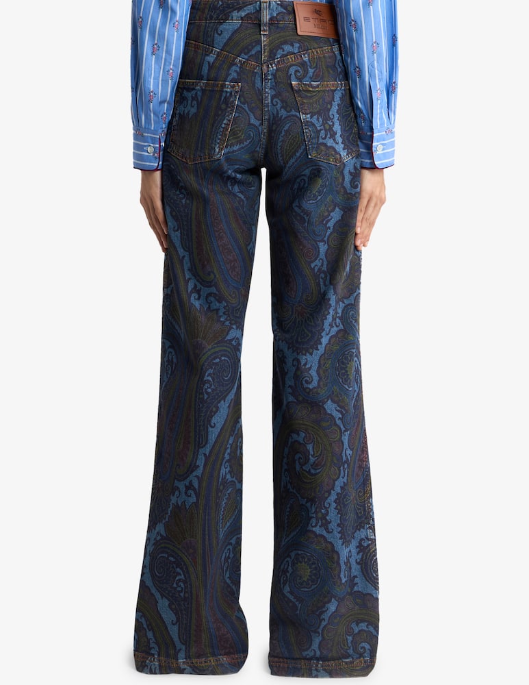 ETRO Jeans wide leg in denim di cotone stretch con motivo - immagine 3 ETRO Jeans wide leg in denim di cotone stretch con motivo - immagine 3
