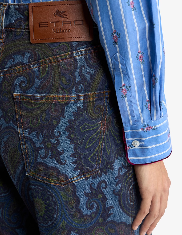 ETRO Jeans wide leg in denim di cotone stretch con motivo - immagine 4 ETRO Jeans wide leg in denim di cotone stretch con motivo - immagine 4