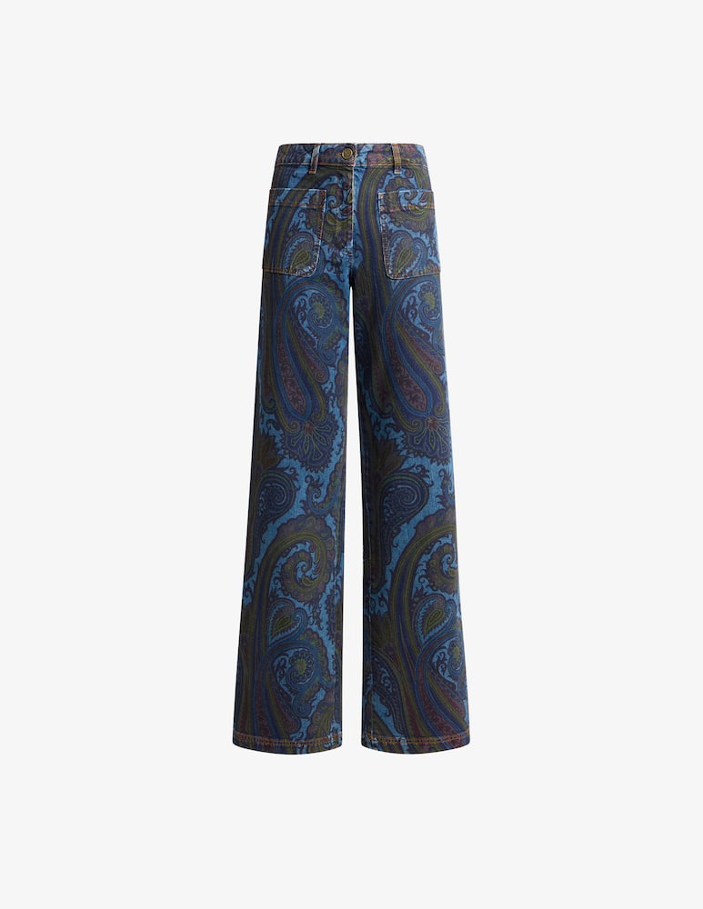 ETRO Jeans wide leg in denim di cotone stretch con motivo - immagine 5 ETRO Jeans wide leg in denim di cotone stretch con motivo - immagine 5