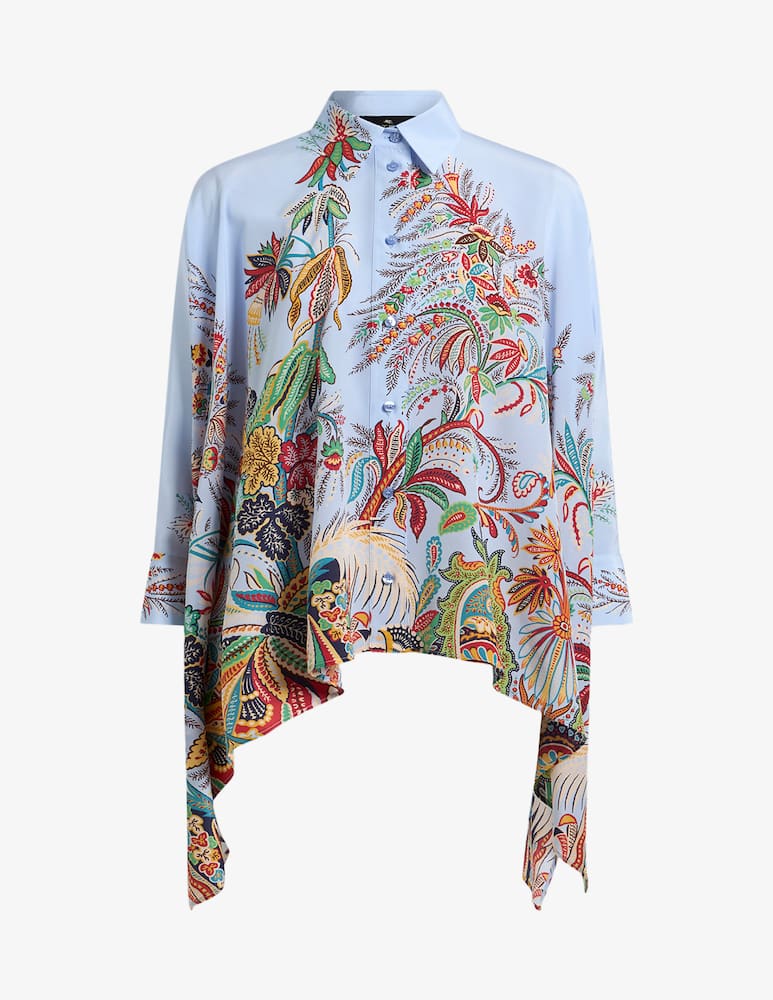 ETRO Silk shirt with hanky hem and placed paisley foliage print - picture 1