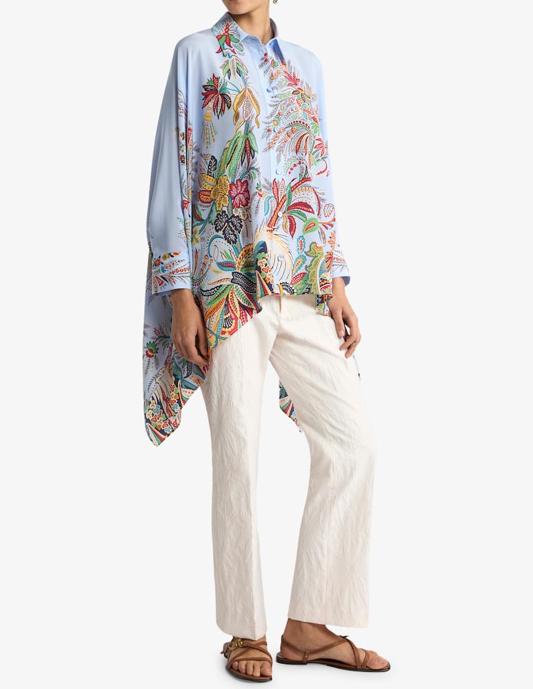 ETRO Silk shirt with hanky hem and placed paisley foliage print - picture 2