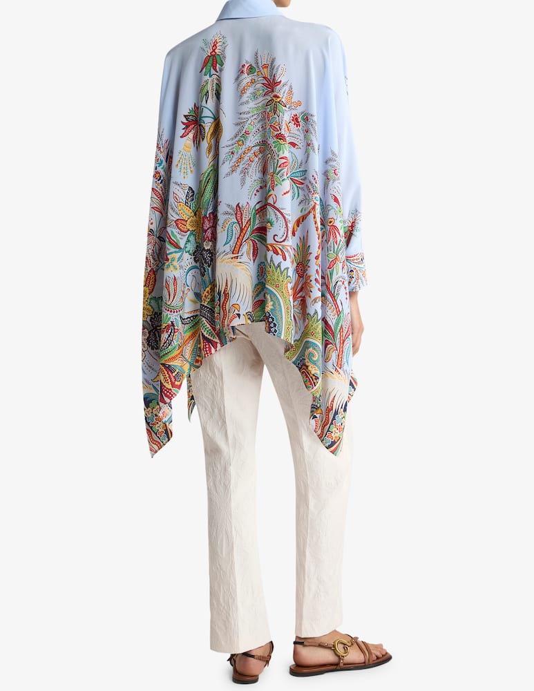 ETRO Silk shirt with hanky hem and placed paisley foliage print - picture 3