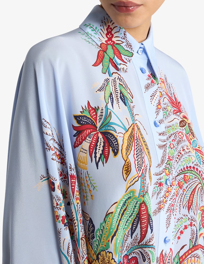 ETRO Silk shirt with hanky hem and placed paisley foliage print - picture 4