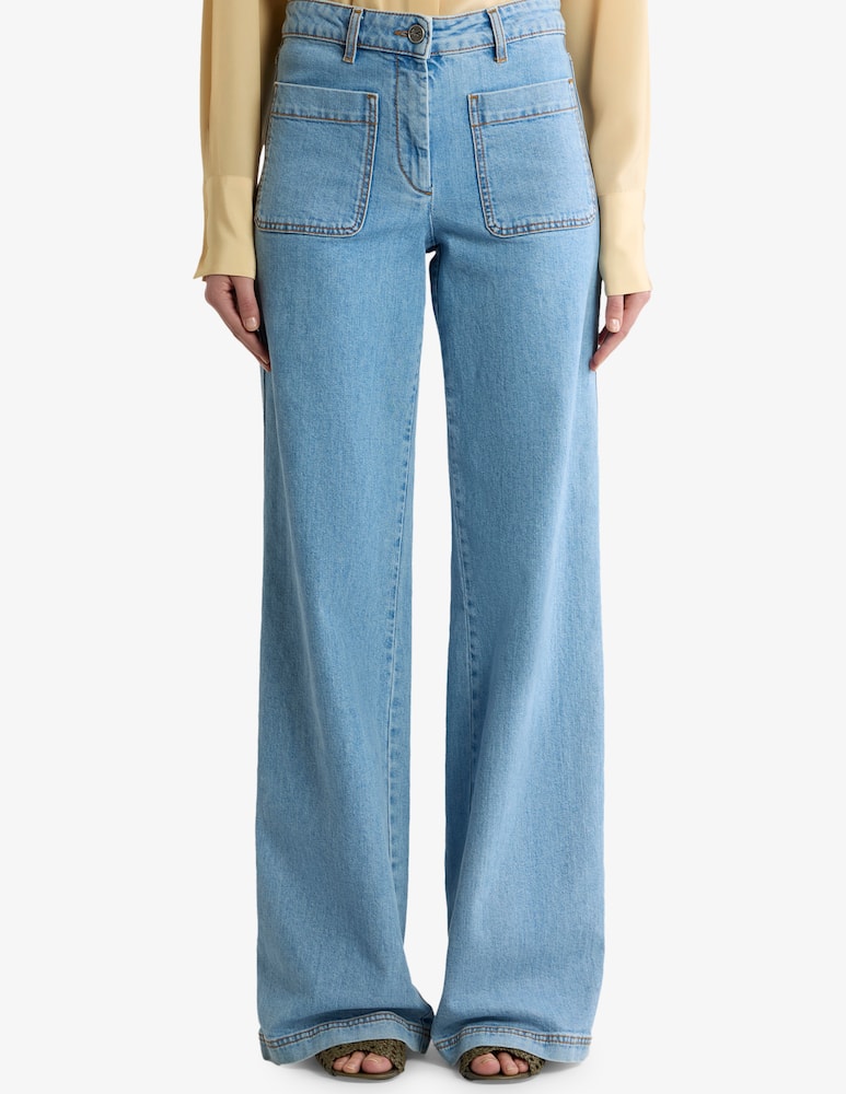 ETRO Jeans flare in denim di cotone stretch con logo ricamato - immagine 1