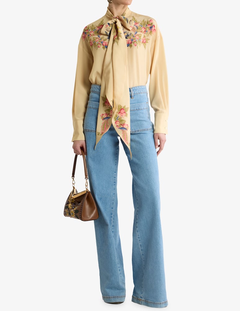 ETRO Jeans flare in denim di cotone stretch con logo ricamato - immagine 2